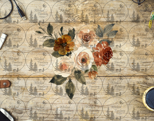 UVDTF Neutral Rust Cream Floral Spray
