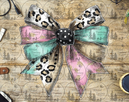 UVDTF Glam Leopard Ribbon Bow