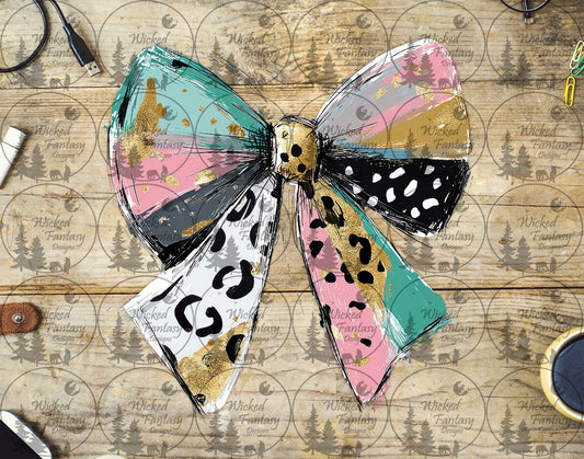UVDTF Sassy Brushstroke Leopard Bow