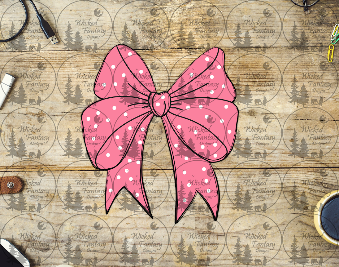 UVDTF Pink Polka Dot Bow