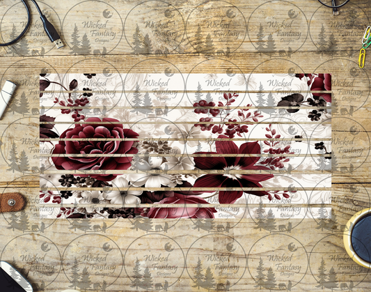 UVDTF Burgundy and White Floral 6x12" element