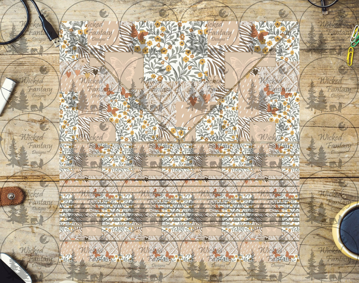 UVDTF Patchwork Butterfly Sweater Triangles and Striping 20oz 30oz 10"x10" Element