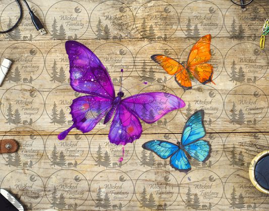 UVDTF Purple Blue and Orange Butterflies