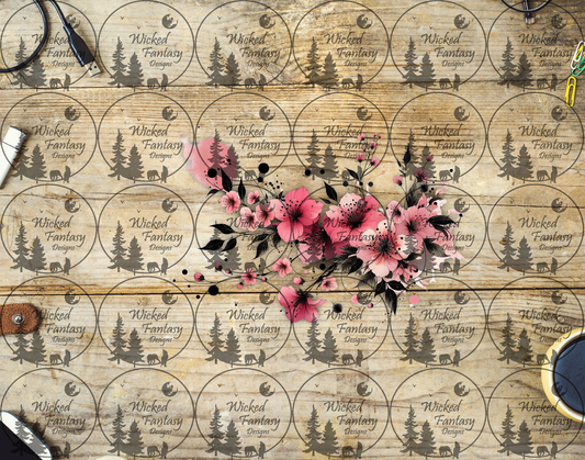 UVDTF Pink and Black Flowers
