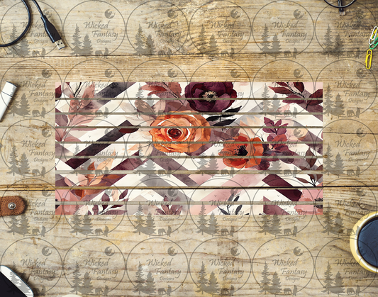 UVDTF Burgundy and Rust Floral Chevrons Striping 6x12" element