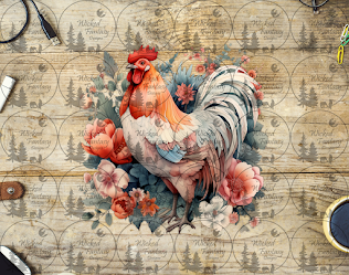 UVDTF Rooster Floral