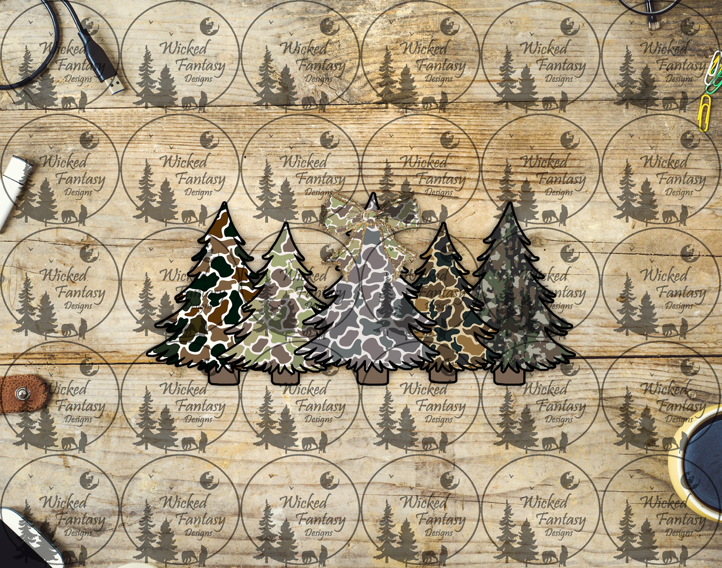 UVDTF Camo Christmas Trees 16oz 40oz