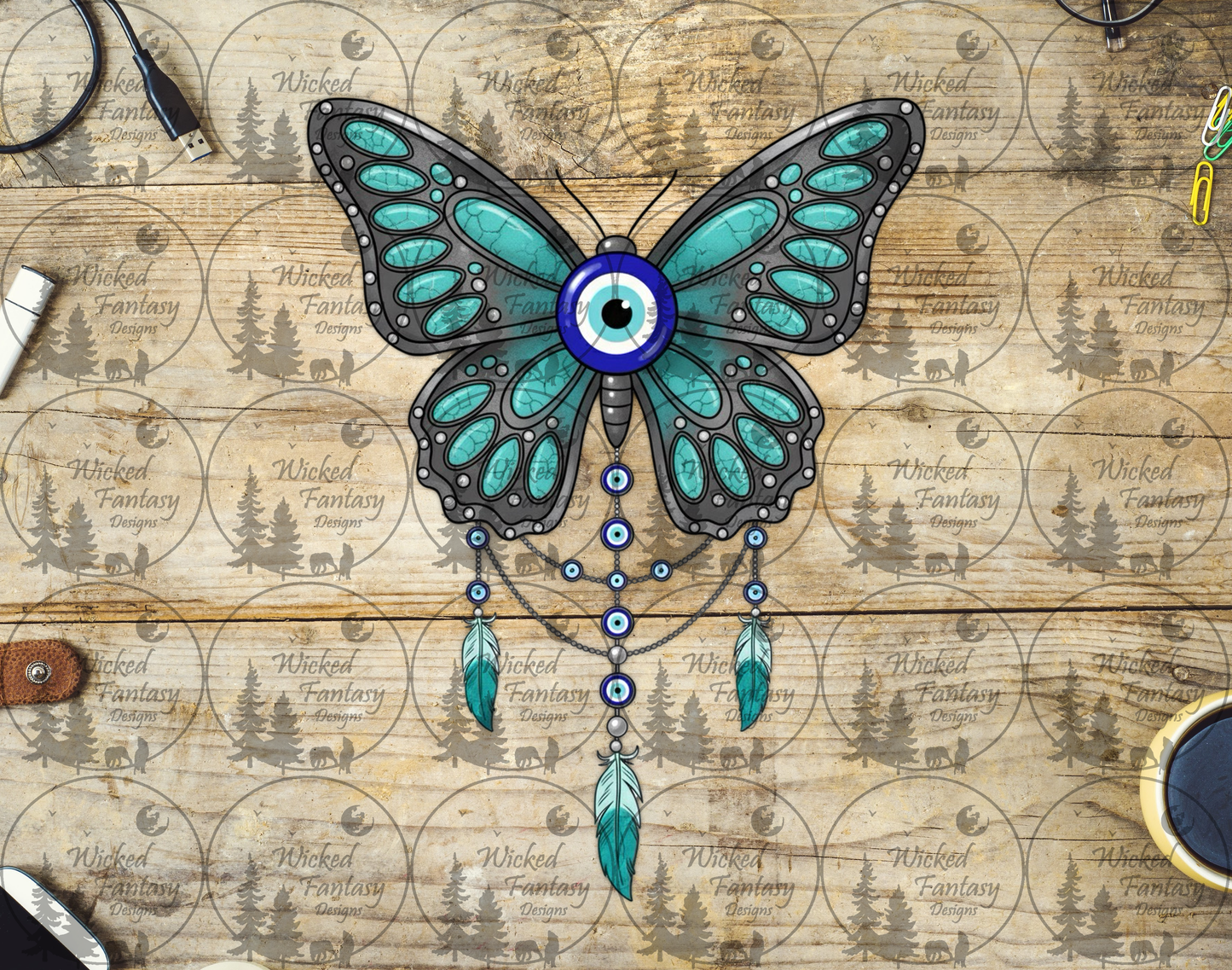 UVDTF Butterfly Turquoise Concho