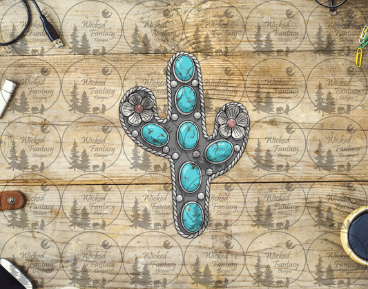 UVDTF Cactus and Flowers Turquoise Concho