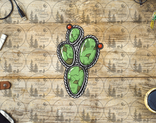 UVDTF Green Cactus Turquoise Concho