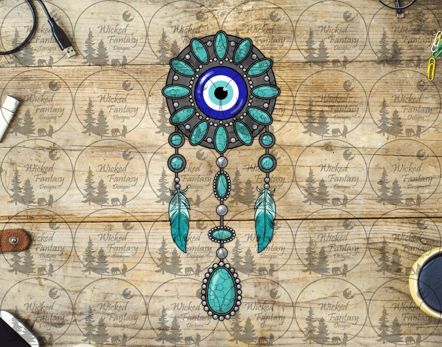 UVDTF Nazar Amulet Dreamcatcher Turquoise Concho