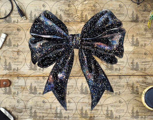 UVDTF Black Faux Glitter Bow