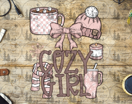 UVDTF Cozy Girl Hot Cocoa Candle and Scarf
