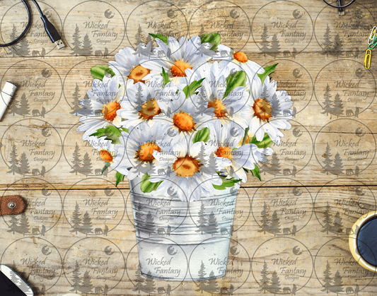 UVDTF Daisies in a Metal Can