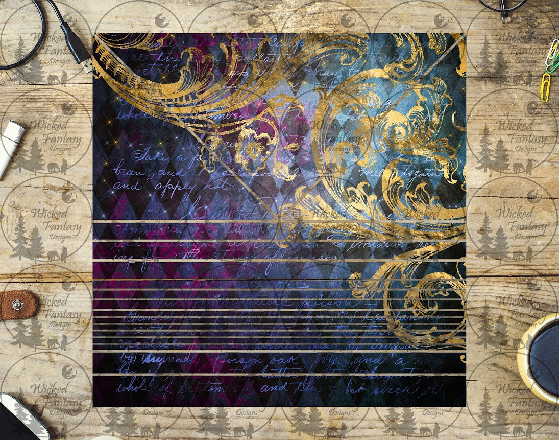 UVDTF Elegant Filagree Triangles and Striping 20oz 30oz 10"x10" Element Sheet