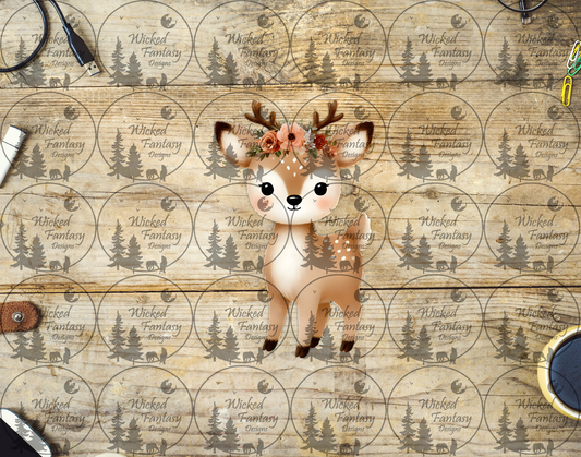 UVDTF Cute Deer with Flower Crown