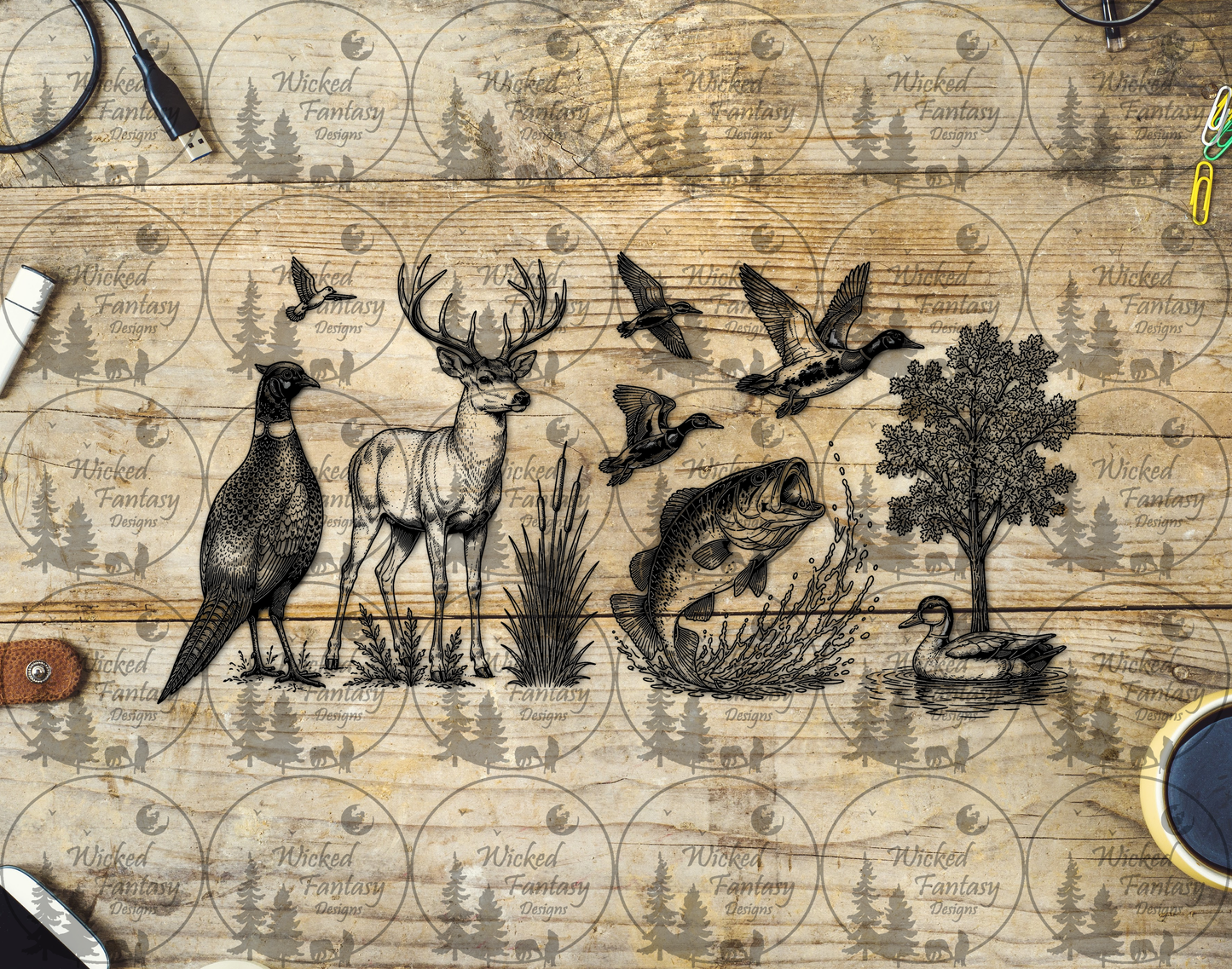 UVDTF Woodland Animal Line Art