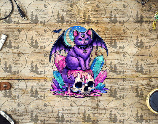 UVDTF Cat with Crystals and Skull