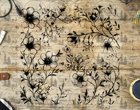 UVDTF Line Art Wildflowers 10x10" Custom Colors