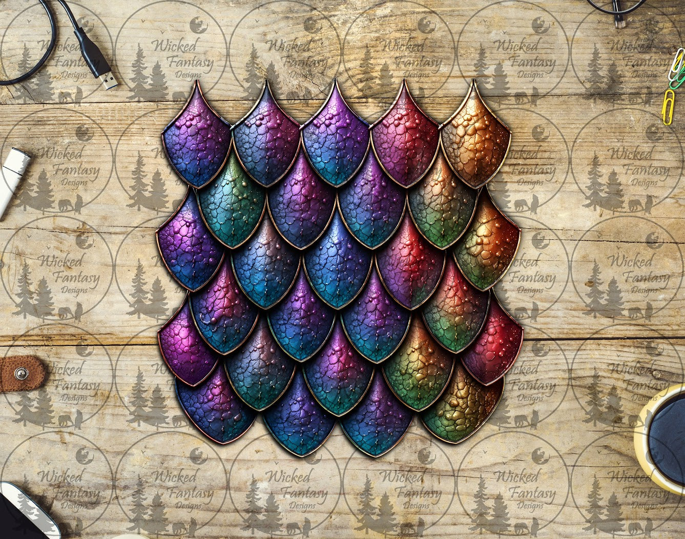 UVDTF Purple Teal Gold Gradient Dragon Scale Group