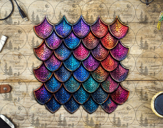UVDTF Purple Teal Magenta Gradient Mermaid Scale Group