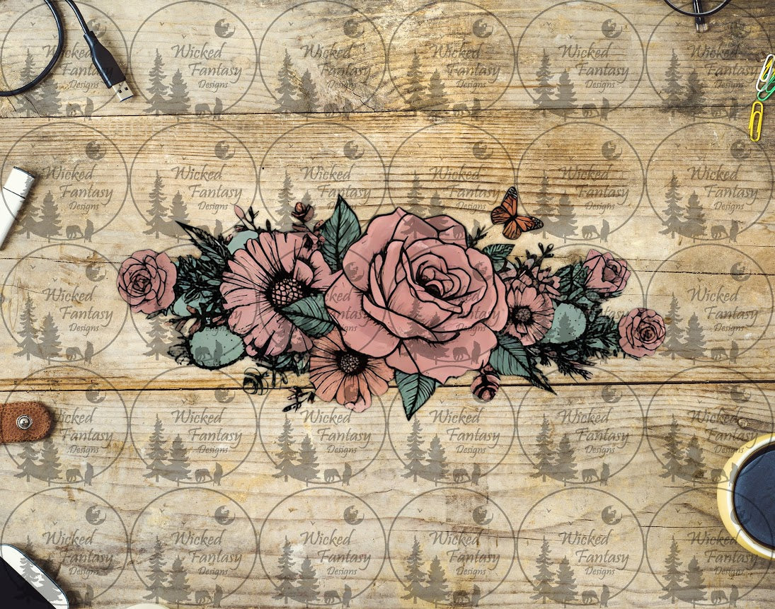 UVDTF Dusty Rose and Sage Floral Arrangement 16oz 40oz