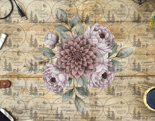 UVDTF Soft Pink Dahlia and Peonies