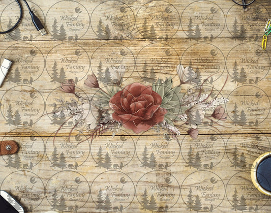 UVDTF Ivory and Light Rust Floral Arrangement 16oz 40oz