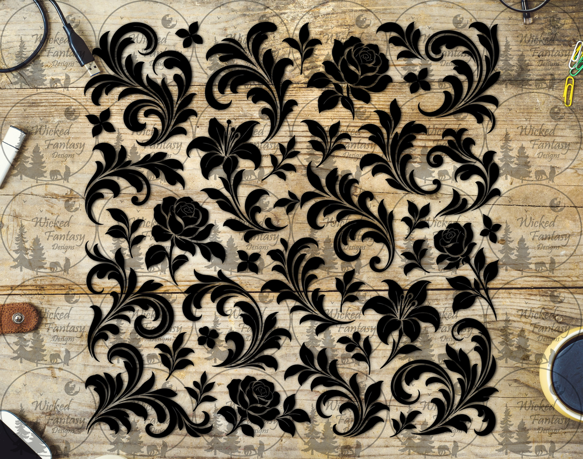 UVDTF Floral Scroll Element Sheet