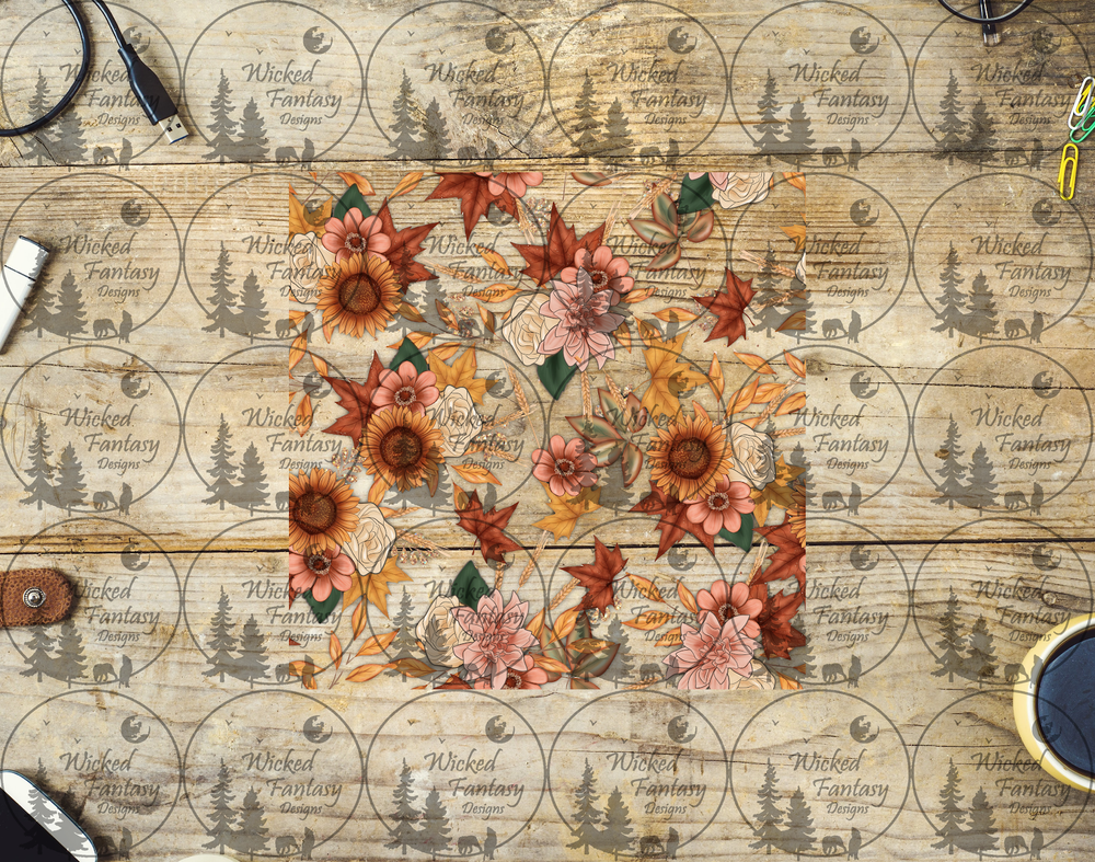 UVDTF Sunflowers and Autumn Leaves  20oz 30oz 10"x10" Element