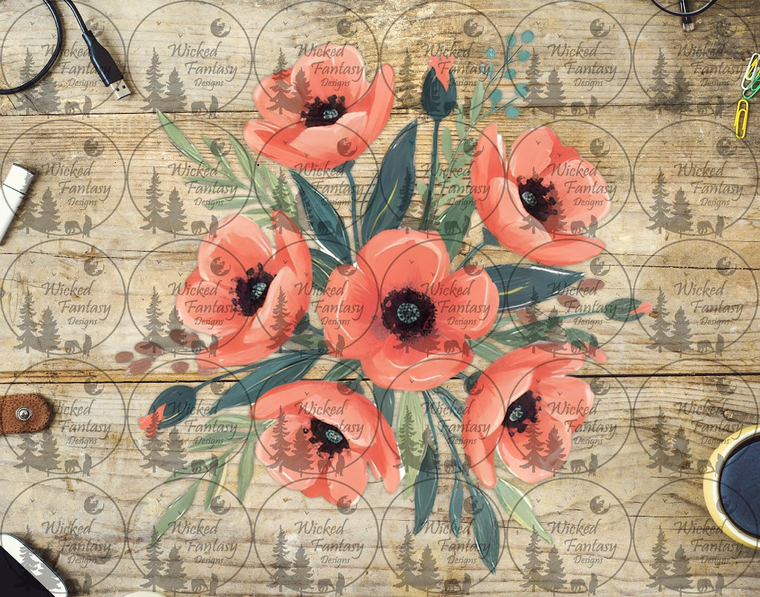 UVDTF Painted Coral Floral