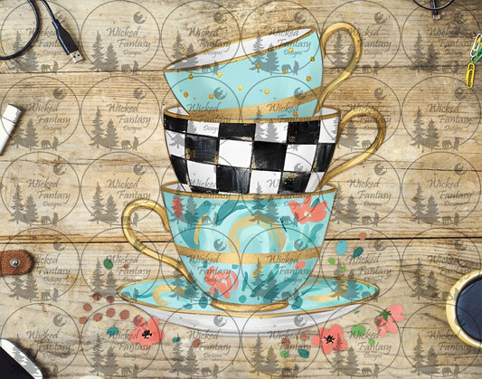 UVDTF Checkered Tea Cups