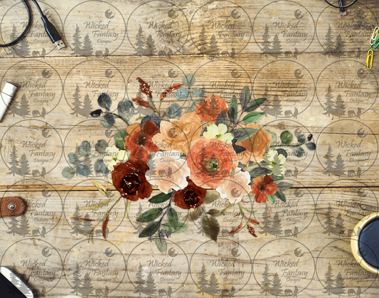 UVDTF Brown Rust and Tan Floral Arrangement