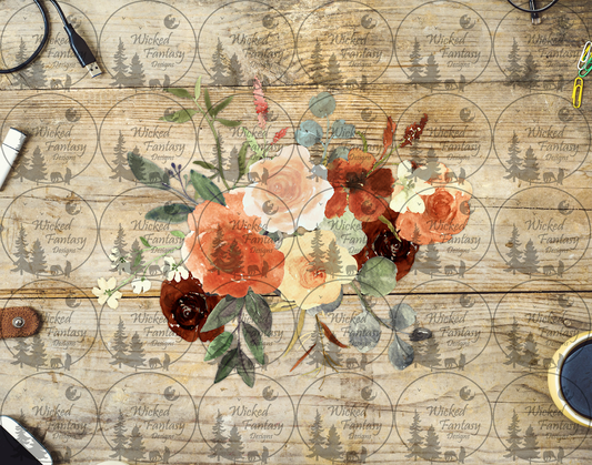 UVDTF Brown Cream Peach and Tan Floral Arrangement