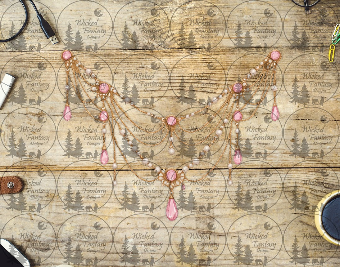 UVDTF Faux Draped Pearls and Rose Quartz
