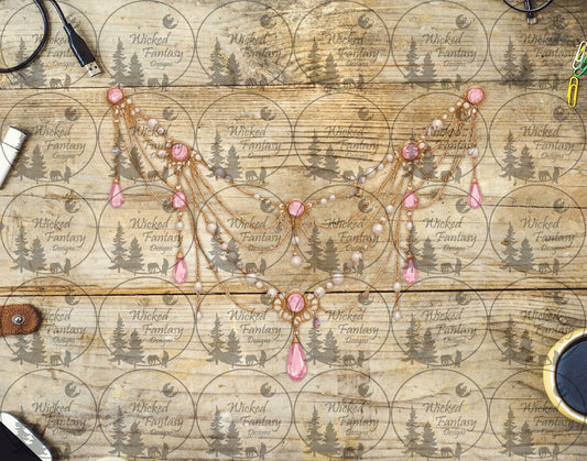 UVDTF Faux Draped Pearls and Rose Quartz
