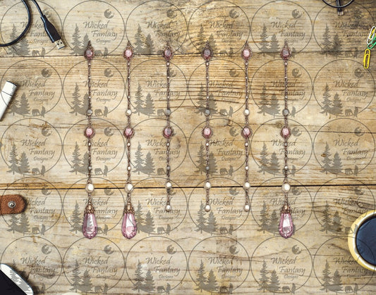 UVDTF Faux Hanging Pearls and Rose Quartz