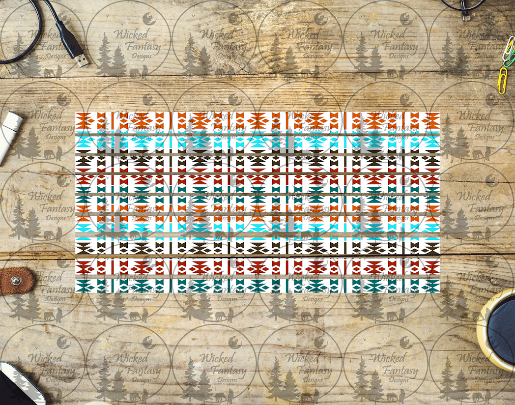 UVDTF White Diamonds Aztec Striping 6x12" element
