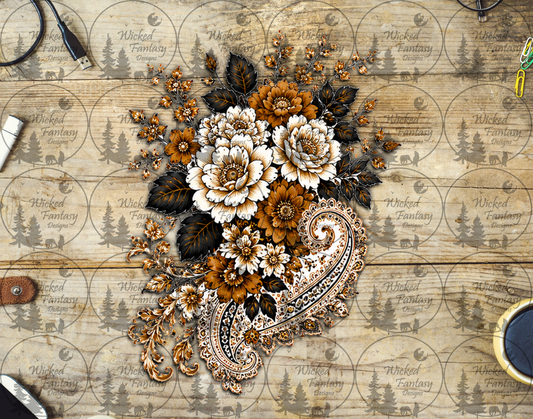 UVDTF Amber Ivory and Paisley Floral Arrangement