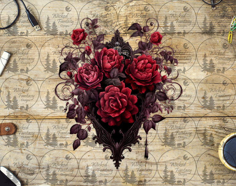 UVDTF Red Floral Sconce