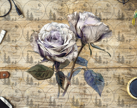 UVDTF White and Grey Roses