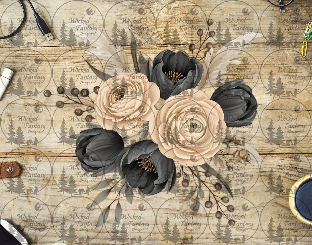 UVDTF Ivory and Grey Floral