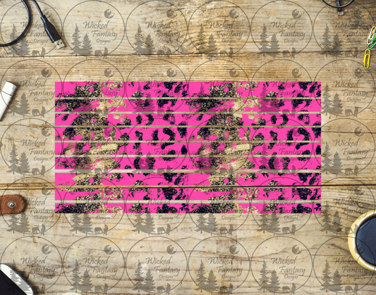 UVDTF Pink and Gold Grunge Leopard Print Striping 6x12" element