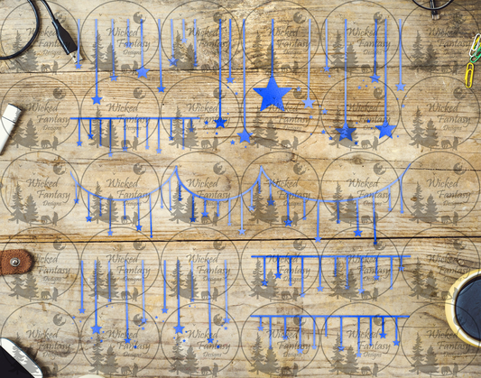 UVDTF Blue Hanging Stars 11x11" Element