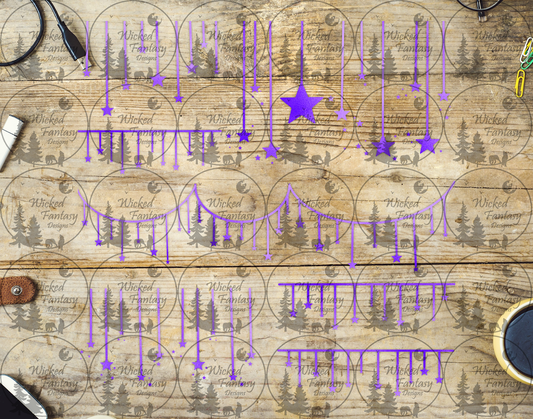 UVDTF Purple Hanging Stars 11x11" Element