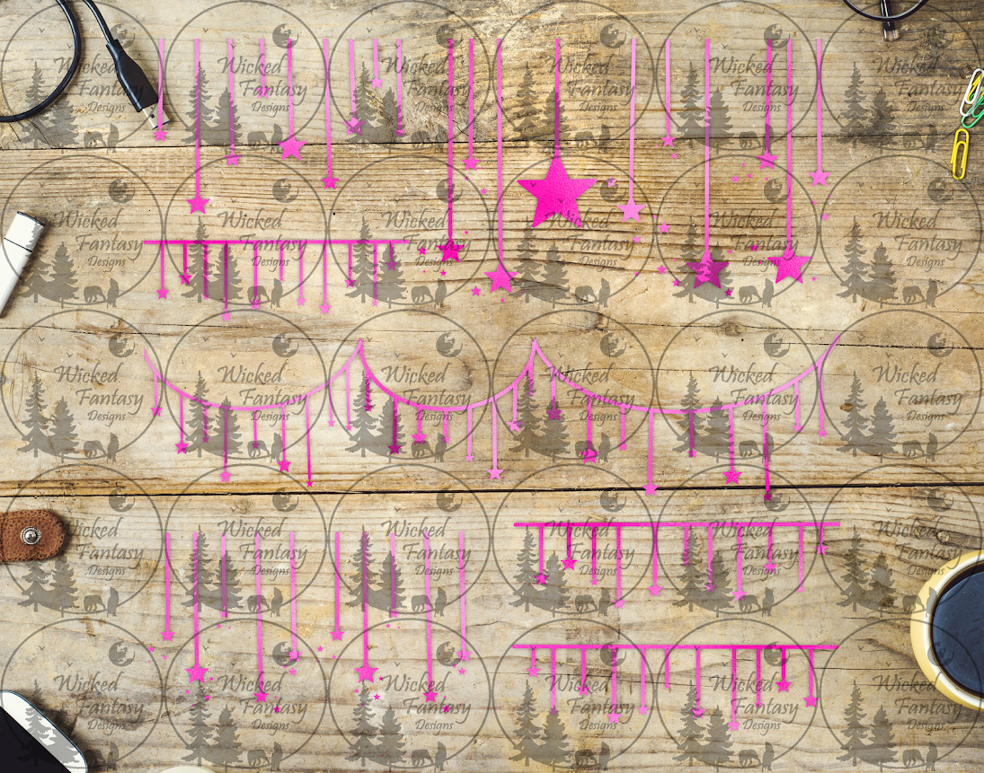 UVDTF Pink Hanging Stars 11x11" Element