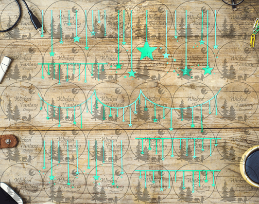 UVDTF Teal Hanging Stars 11x11" Element