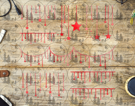 UVDTF Red Hanging Stars 11x11" Element