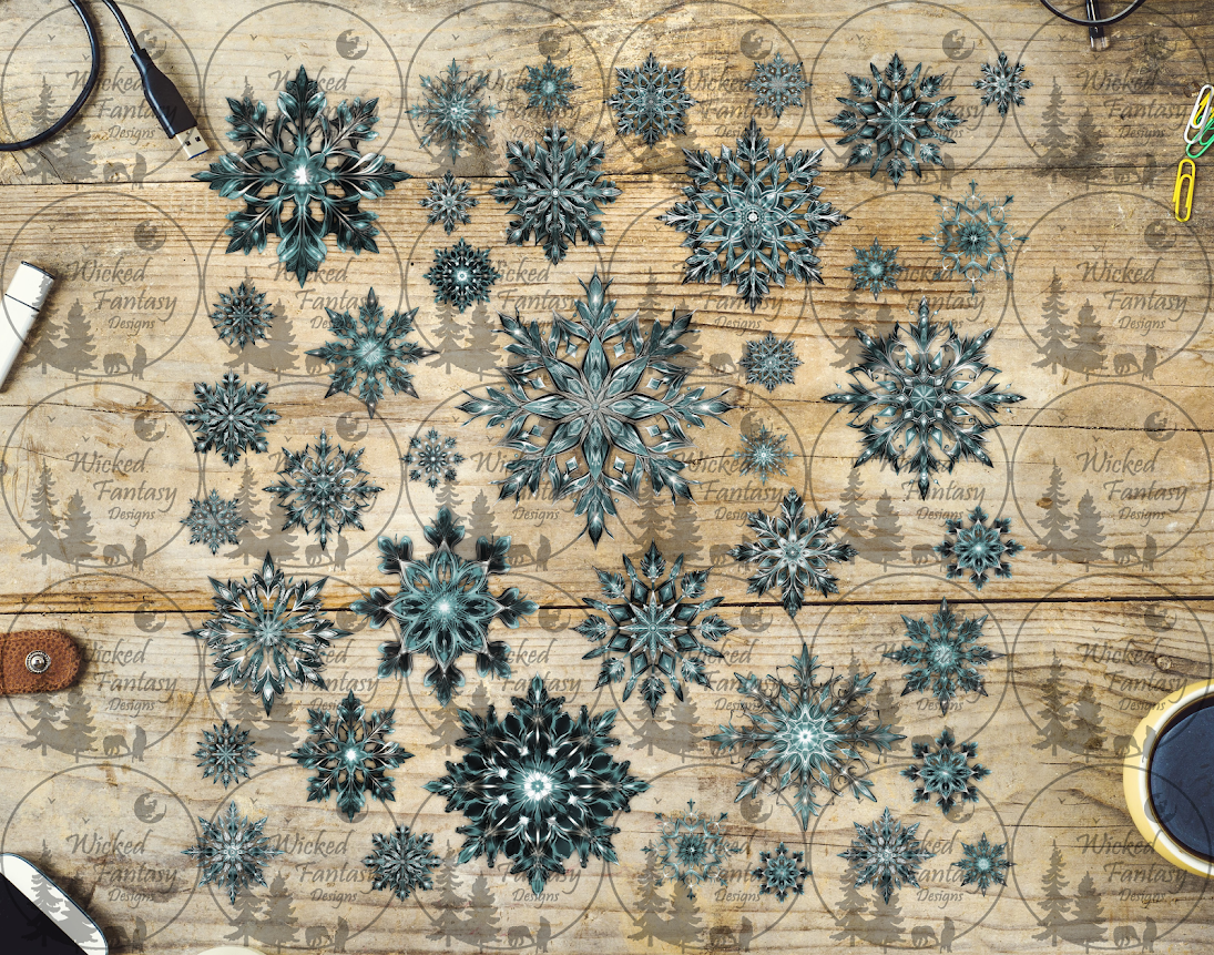 UVDTF Ice Blue Snowflakes 12x12"