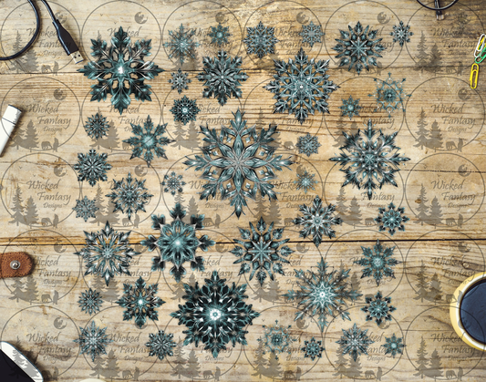 UVDTF Ice Blue Snowflakes 12x12"